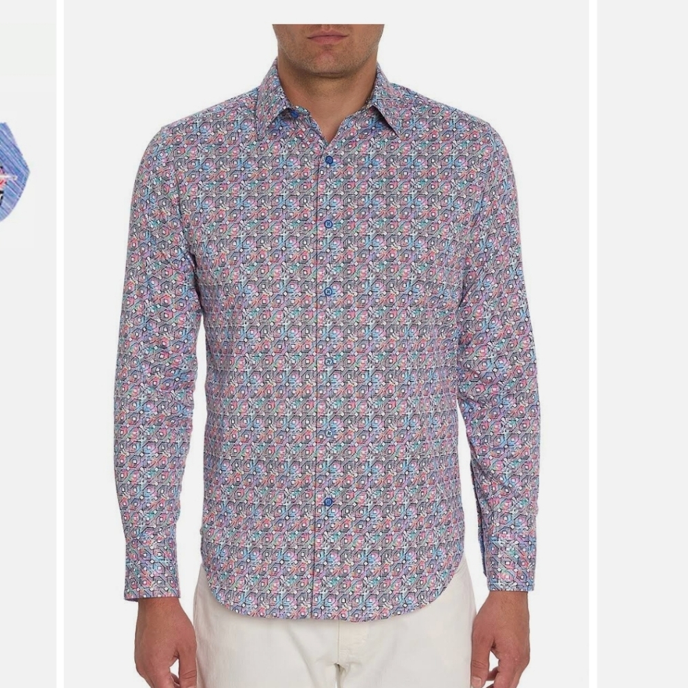 Robert Graham Boom Boom Geo Print Stretch Button-Up Shirt